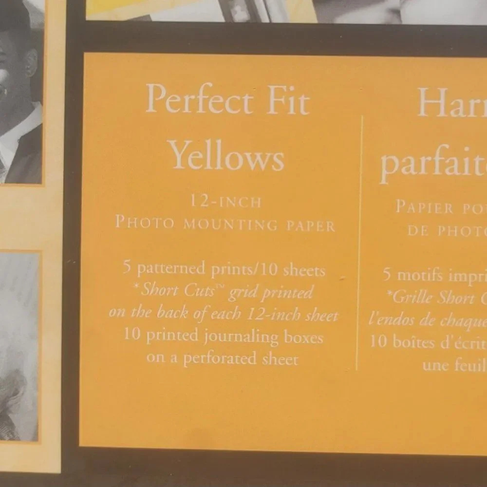 Creative Memories PERFECT FIT Yellows 12” Photo Mounting‎ Paper 5 Patterns 10pc - Picture 2 of 3